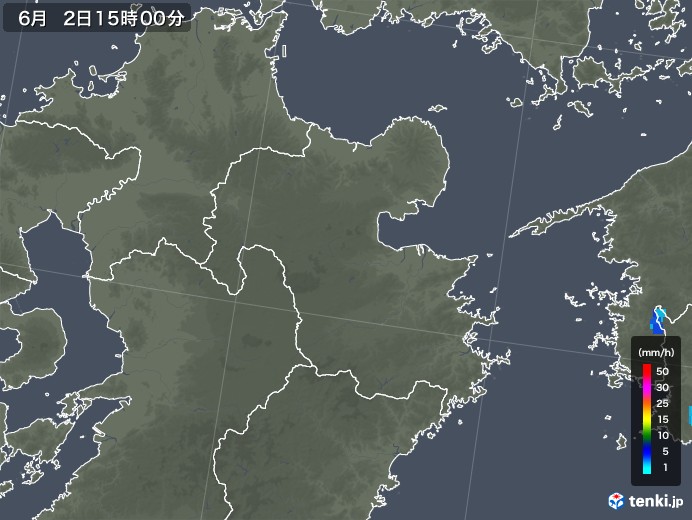 大分県の雨雲レーダー(2018年06月02日)