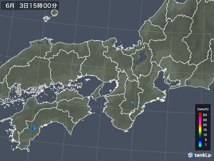 近畿地方の雨雲レーダー(2018年06月03日)