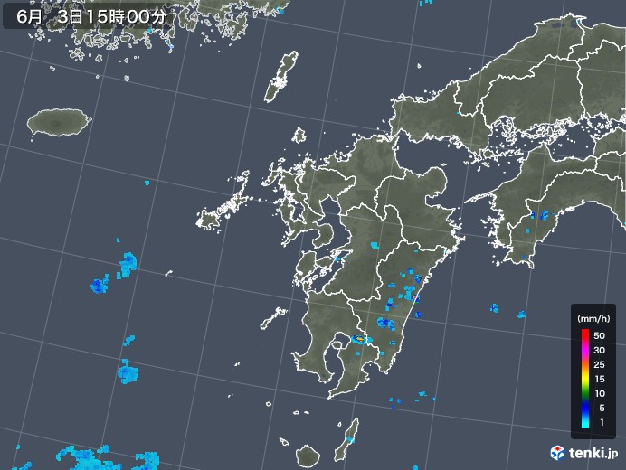 九州地方の雨雲レーダー(2018年06月03日)