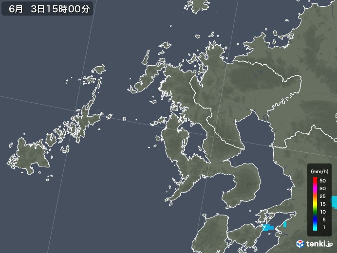 長崎県の雨雲レーダー(2018年06月03日)