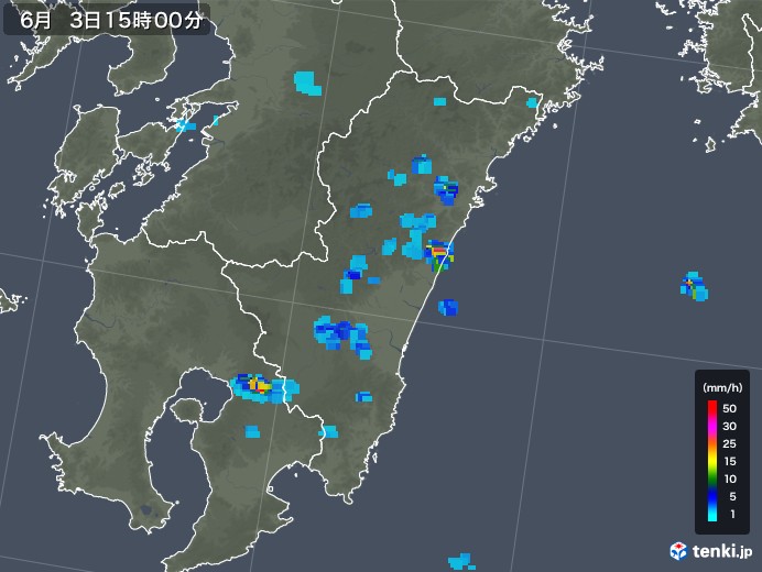 宮崎県の雨雲レーダー(2018年06月03日)