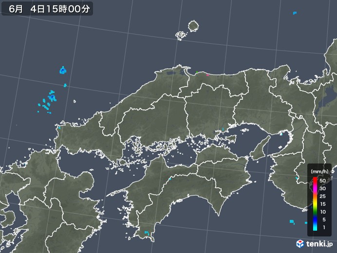 中国地方の雨雲レーダー(2018年06月04日)