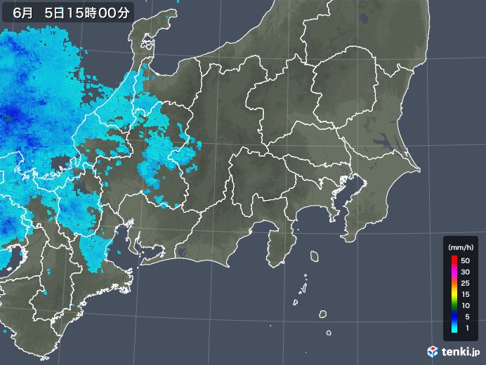 関東・甲信地方の雨雲レーダー(2018年06月05日)