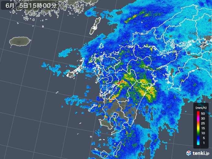 九州地方の雨雲レーダー(2018年06月05日)