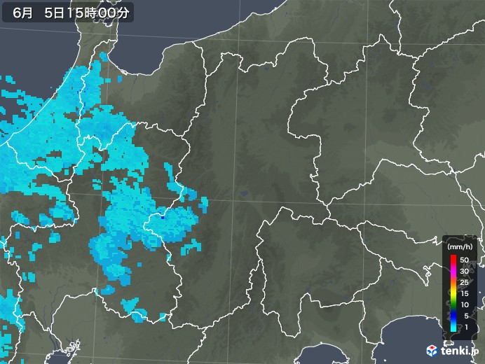 長野県の雨雲レーダー(2018年06月05日)