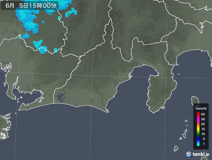 静岡県の雨雲レーダー(2018年06月05日)