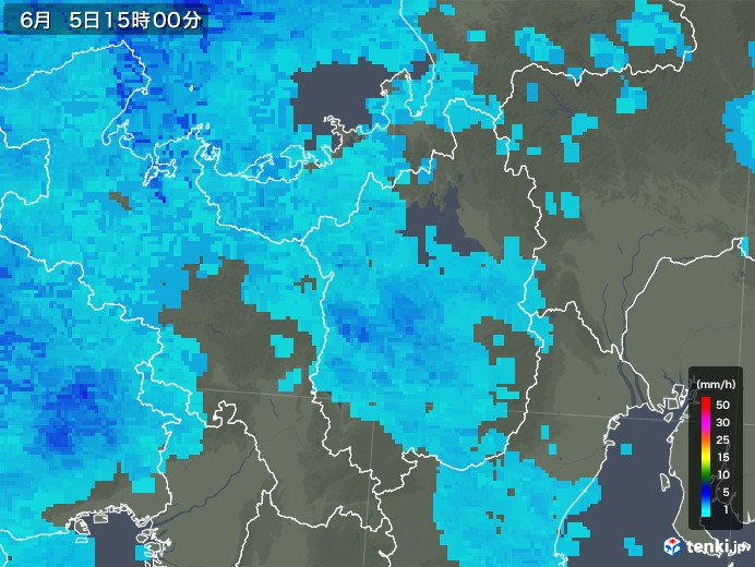 滋賀県の雨雲レーダー(2018年06月05日)