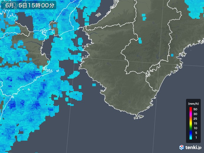 和歌山県の雨雲レーダー(2018年06月05日)