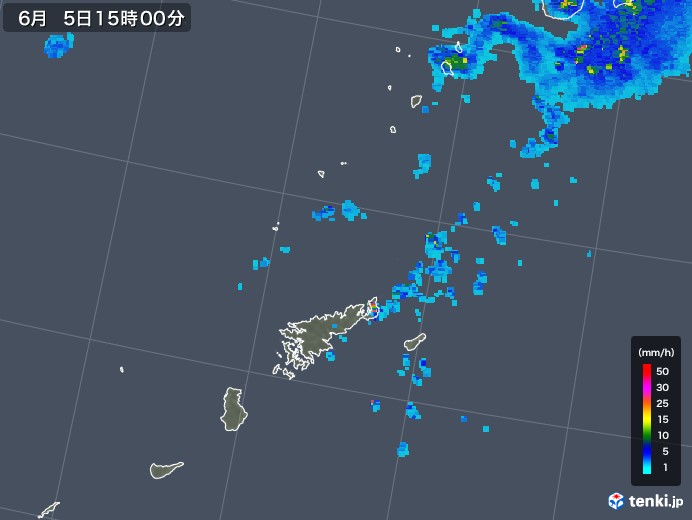 奄美諸島(鹿児島県)の雨雲レーダー(2018年06月05日)