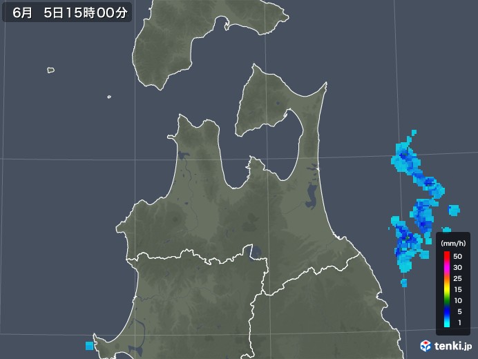 青森県の雨雲レーダー(2018年06月05日)