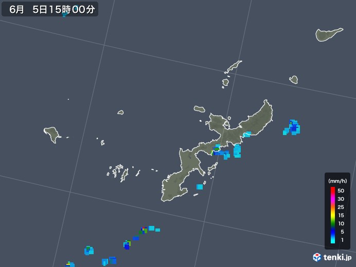 沖縄県の雨雲レーダー(2018年06月05日)