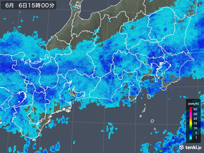 東海地方の雨雲レーダー(2018年06月06日)