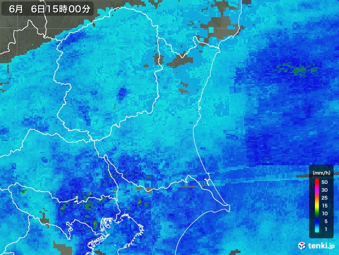 茨城県の雨雲レーダー(2018年06月06日)