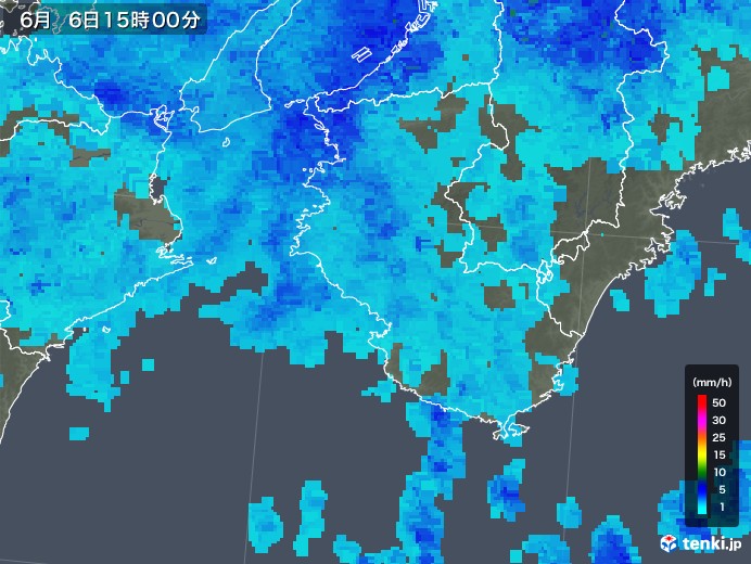 和歌山県の雨雲レーダー(2018年06月06日)