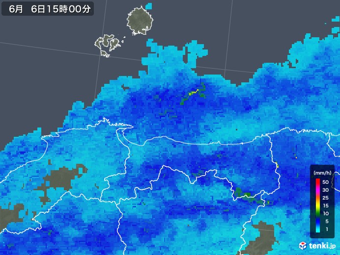 鳥取県の雨雲レーダー(2018年06月06日)