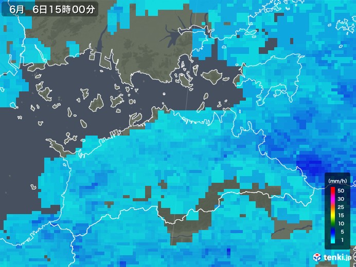 香川県の雨雲レーダー(2018年06月06日)