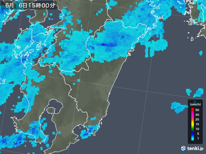 宮崎県の雨雲レーダー(2018年06月06日)