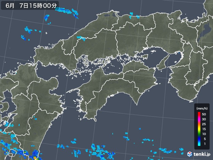 四国地方の雨雲レーダー(2018年06月07日)