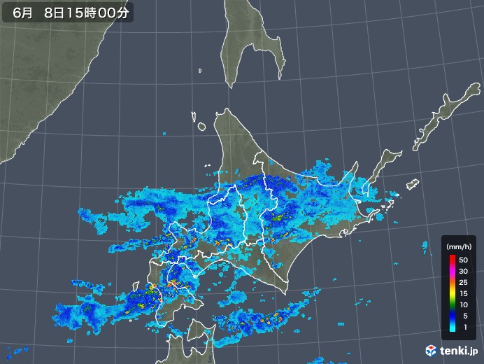 北海道地方の雨雲レーダー(2018年06月08日)