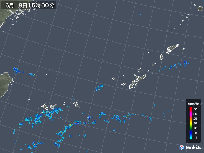 沖縄地方の雨雲レーダー(2018年06月08日)