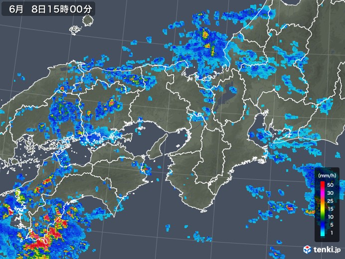 近畿地方の雨雲レーダー(2018年06月08日)