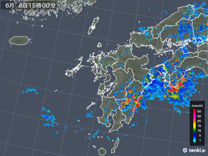 九州地方の雨雲レーダー(2018年06月08日)