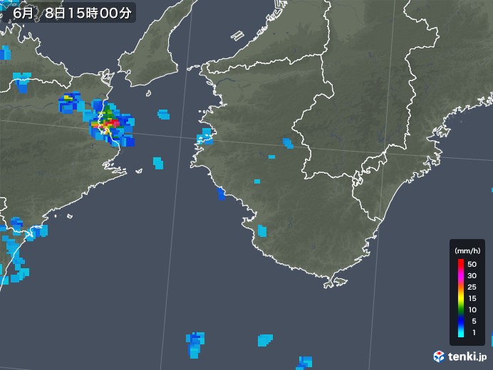 和歌山県の雨雲レーダー(2018年06月08日)