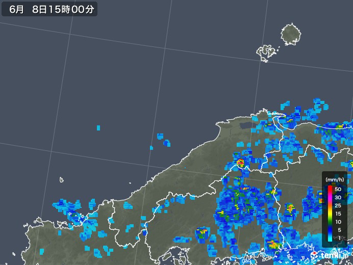 島根県の雨雲レーダー(2018年06月08日)