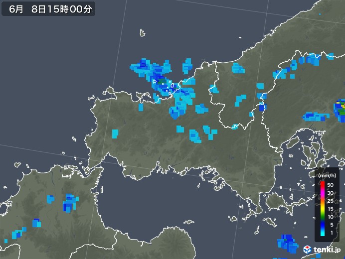 山口県の雨雲レーダー(2018年06月08日)