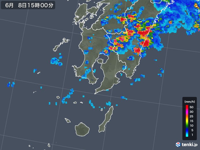 鹿児島県の雨雲レーダー(2018年06月08日)