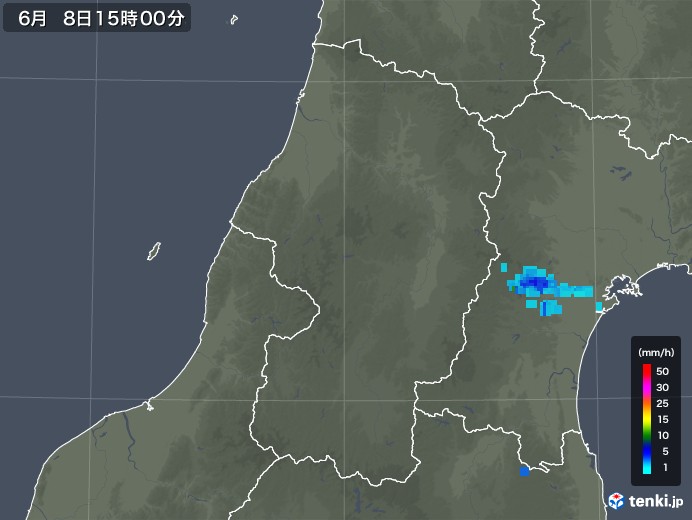 山形県の雨雲レーダー(2018年06月08日)