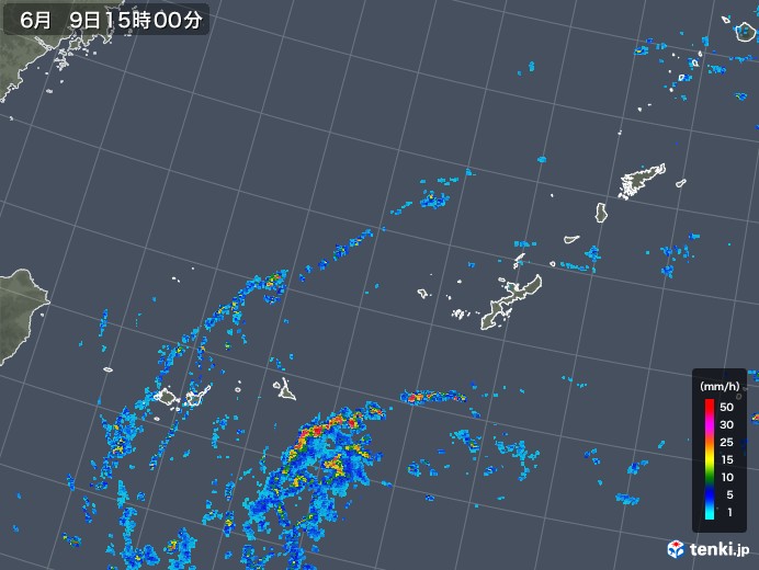 沖縄地方の雨雲レーダー(2018年06月09日)