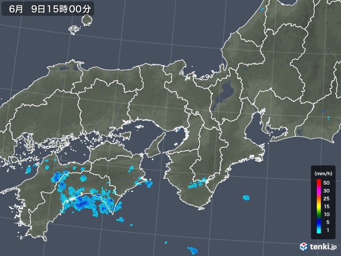 近畿地方の雨雲レーダー(2018年06月09日)