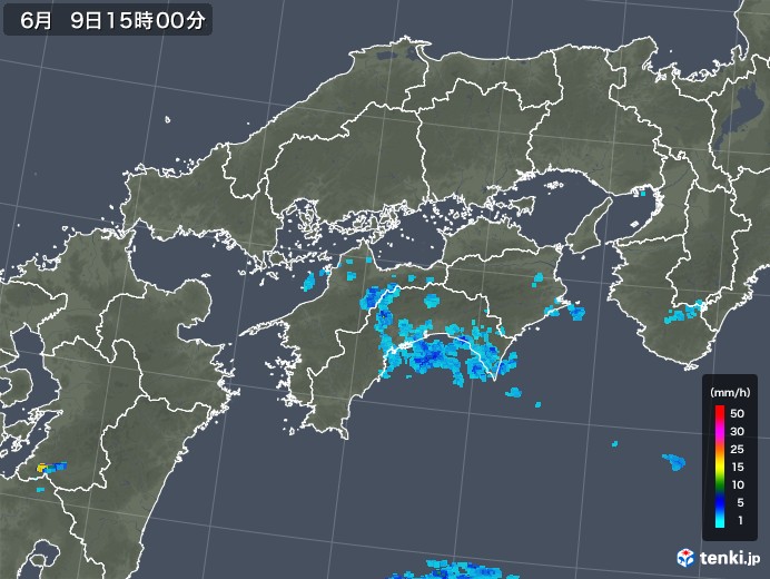 四国地方の雨雲レーダー(2018年06月09日)