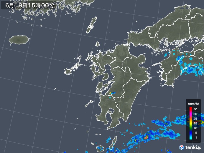 九州地方の雨雲レーダー(2018年06月09日)