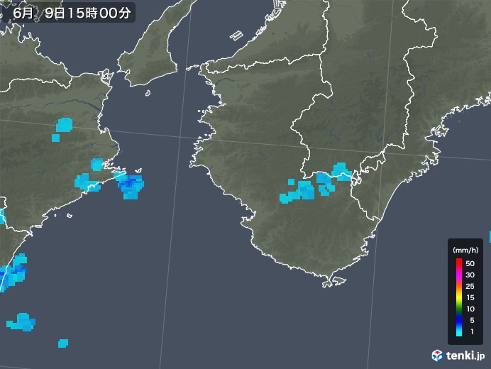 和歌山県の雨雲レーダー(2018年06月09日)