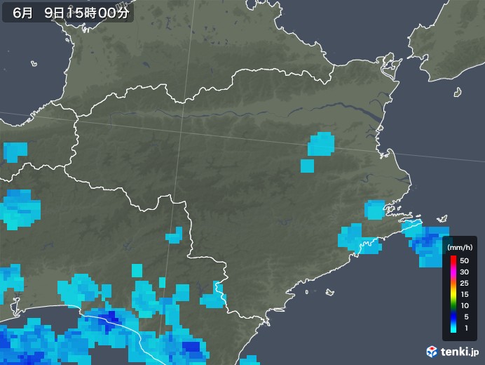 徳島県の雨雲レーダー(2018年06月09日)