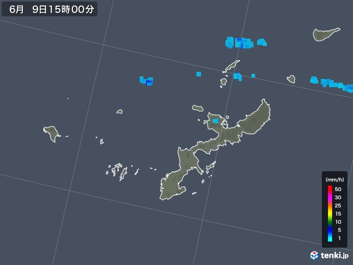 沖縄県の雨雲レーダー(2018年06月09日)