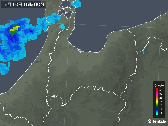 富山県の雨雲レーダー(2018年06月10日)