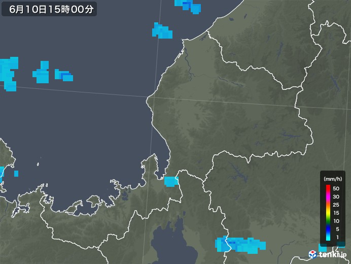 福井県の雨雲レーダー(2018年06月10日)