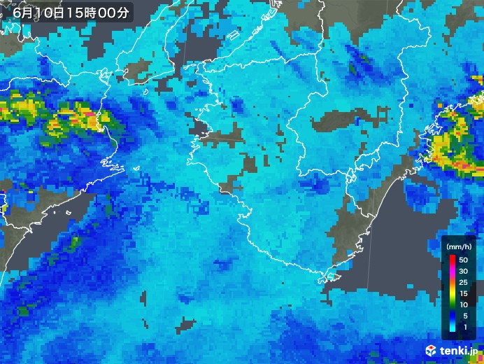 和歌山県の雨雲レーダー(2018年06月10日)