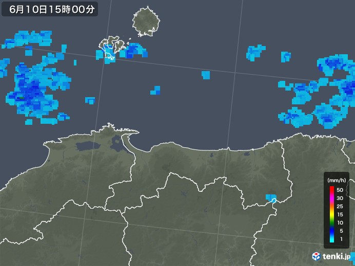 鳥取県の雨雲レーダー(2018年06月10日)