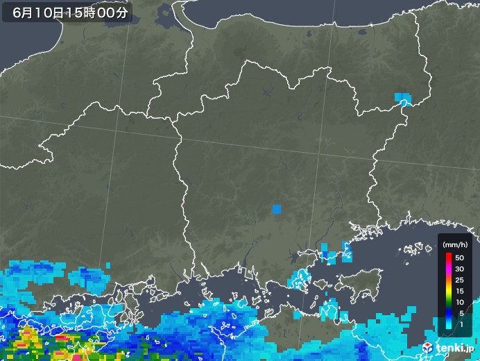 岡山県の雨雲レーダー(2018年06月10日)