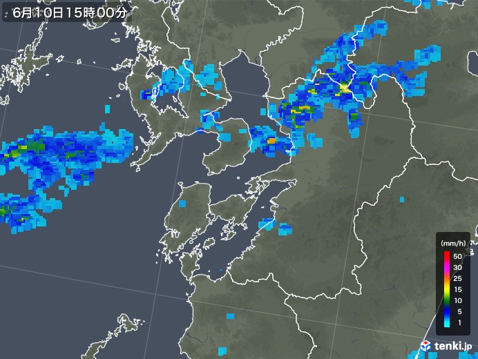 熊本県の雨雲レーダー(2018年06月10日)