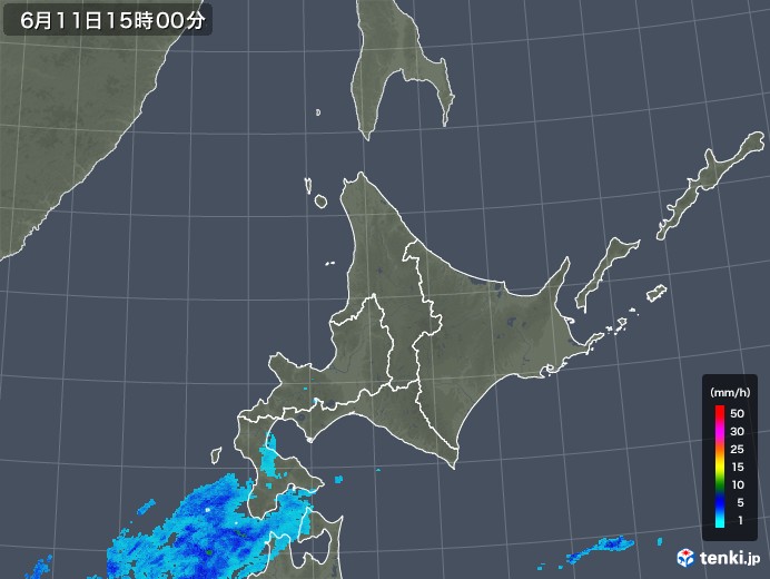 北海道地方の雨雲レーダー(2018年06月11日)