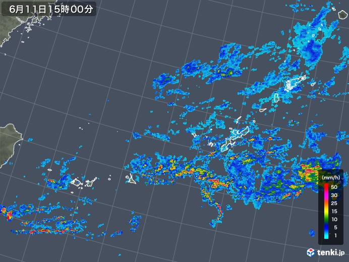 沖縄地方の雨雲レーダー(2018年06月11日)