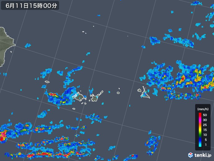 宮古・石垣・与那国(沖縄県)の雨雲レーダー(2018年06月11日)