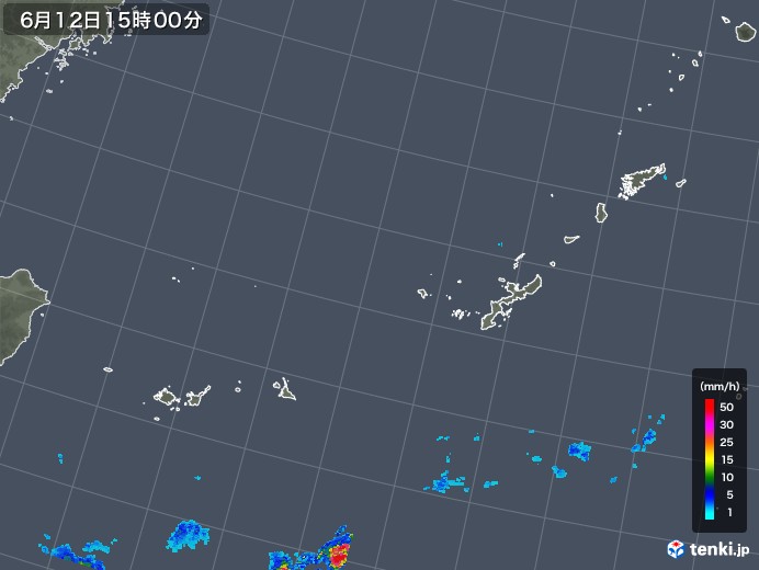 沖縄地方の雨雲レーダー(2018年06月12日)