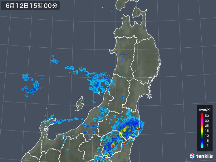 東北地方の雨雲レーダー(2018年06月12日)