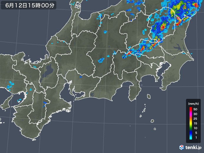 東海地方の雨雲レーダー(2018年06月12日)